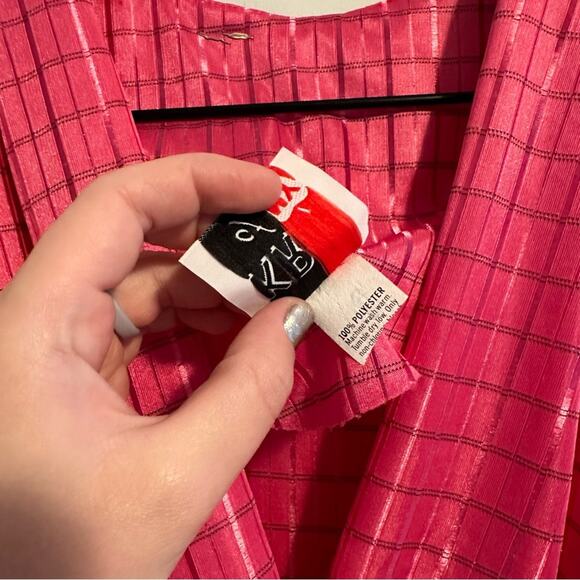 Vintage KR of NY Pink Plaid Maxi Dress Medium - Picture 10 of 11